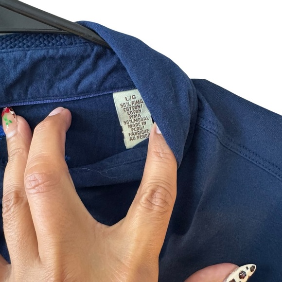 Tommy Bahama Long Sleeve Polo Shirt Size Lg Blue Pima Cotton Blend Casual Sporty - Picture 4 of 6